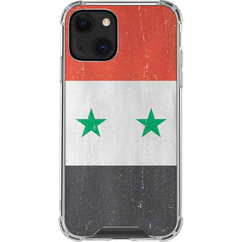 Syria Flag Distressed iPhone 15 Plus Clear Case